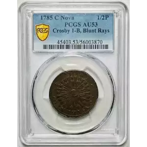 1785 C Nova 1/2P Crosby 1-B, Blunt Rays, BN (2)