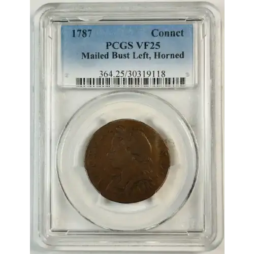 1787 CT 1/2P Mailed Bust Left, Horned, BN