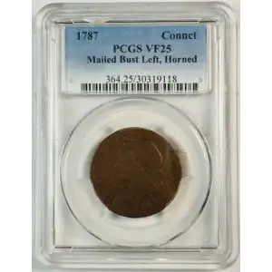 1787 CT 1/2P Mailed Bust Left, Horned, BN