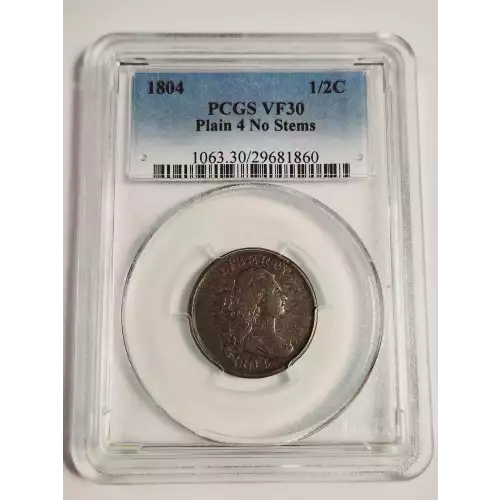 1804 1/2C Plain 4 No Stems, BN