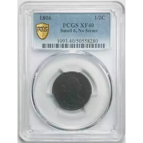 1806 1/2C Small 6, No Stems, BN (2)