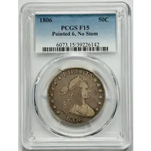 1806 50C Pointed 6, No Stem