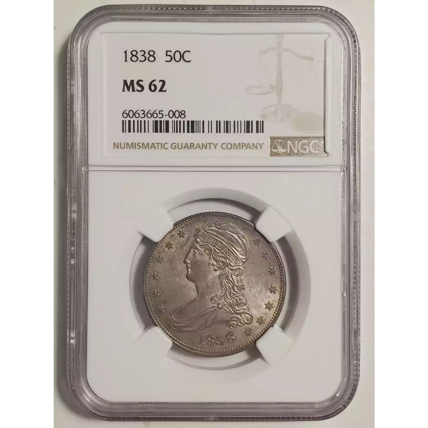 1838 Capped Bust Half Dollars, Reeded Edge NGC MS-62 - Bob Paul Rare Coins