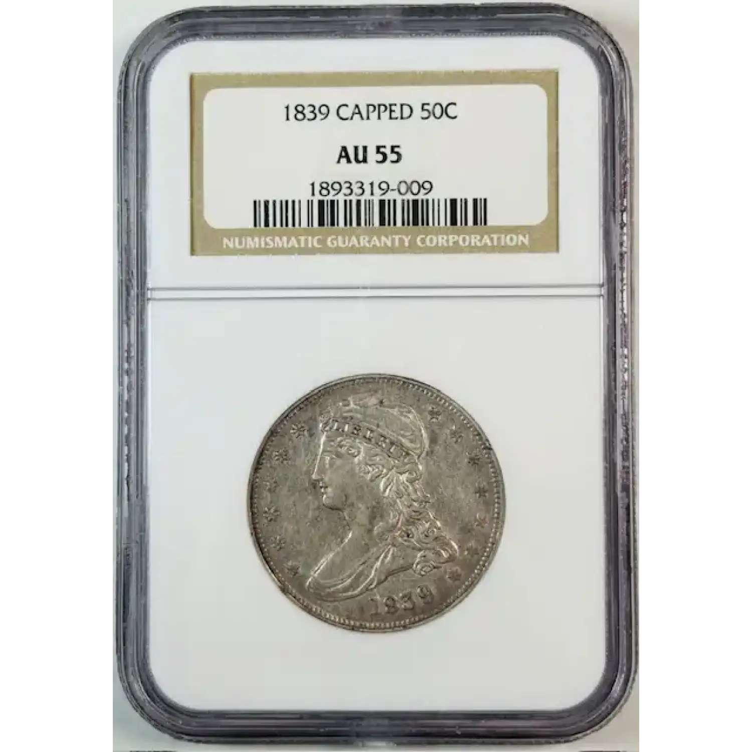 1839 Capped Bust Half Dollars, Reeded Edge NGC AU-55 - Bob Paul Rare Coins
