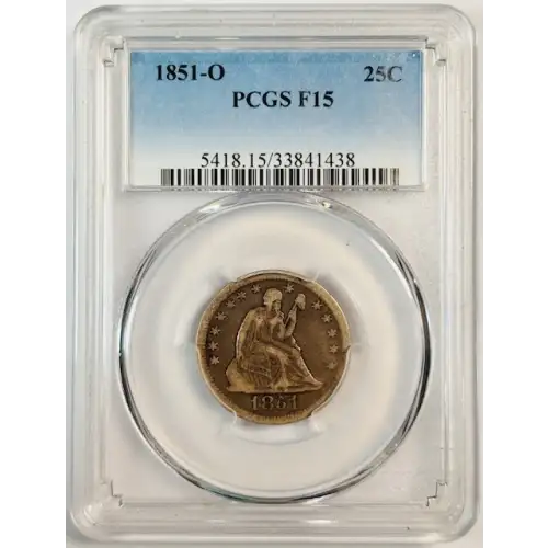 1851-O Seated Liberty Quarter PCGS F-15