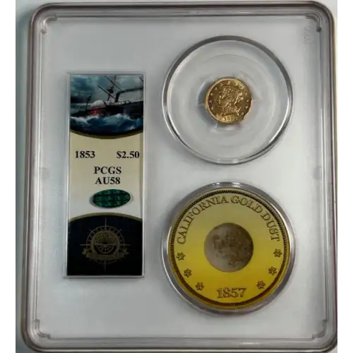 1853 $2.50 Gold Liberty Head Quarter Eagle PCGS AU-58 S.S. Central America CAC