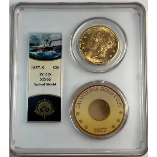 1857-S Double Eagles Liberty Head PCGS MS-65 Spiked Shield S.S. Central America