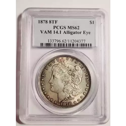 1878 8TF $1 VAM 14.1 Alligator Eye