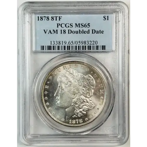 1878 8TF $1 VAM 18, Doubled Date
