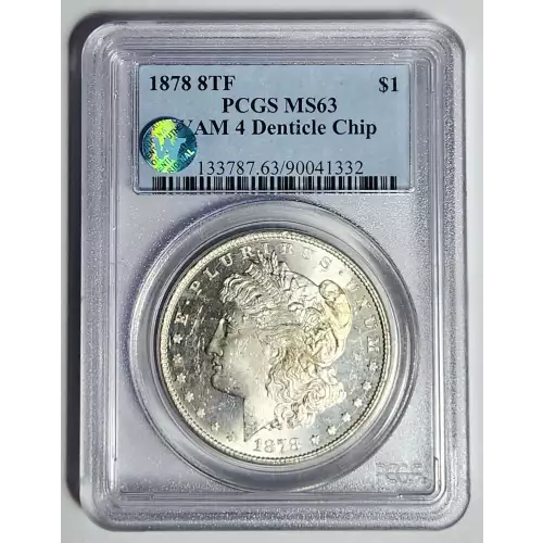 1878 8TF $1 VAM 4 Denticle Chip