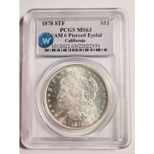 1878 8TF $1 VAM 6 Pierced Eyelid