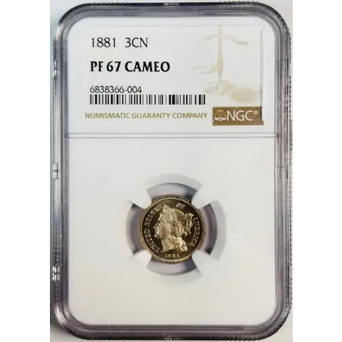 1881 Three Cent Pieces (Nickel) NGC PF-67 CAMEO