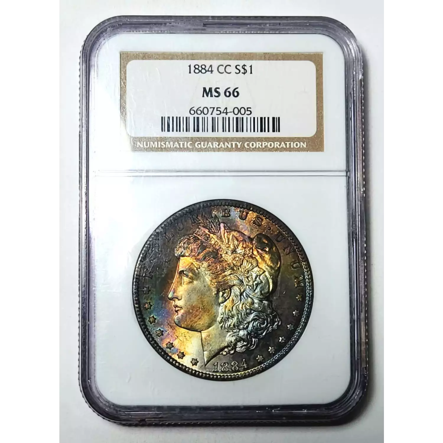 1884-CC - RAINBOW COLORS NGC MS-66 - Bob Paul Rare Coins