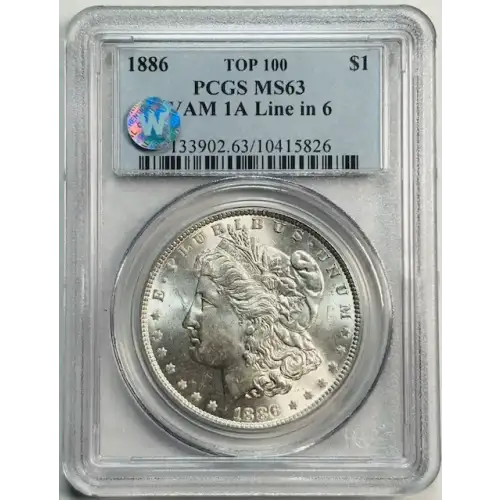 1886 $1 VAM 1A, Line in 6 TOP 100