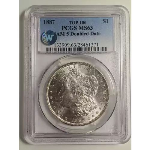 1887 $1 VAM 5 Doubled Date