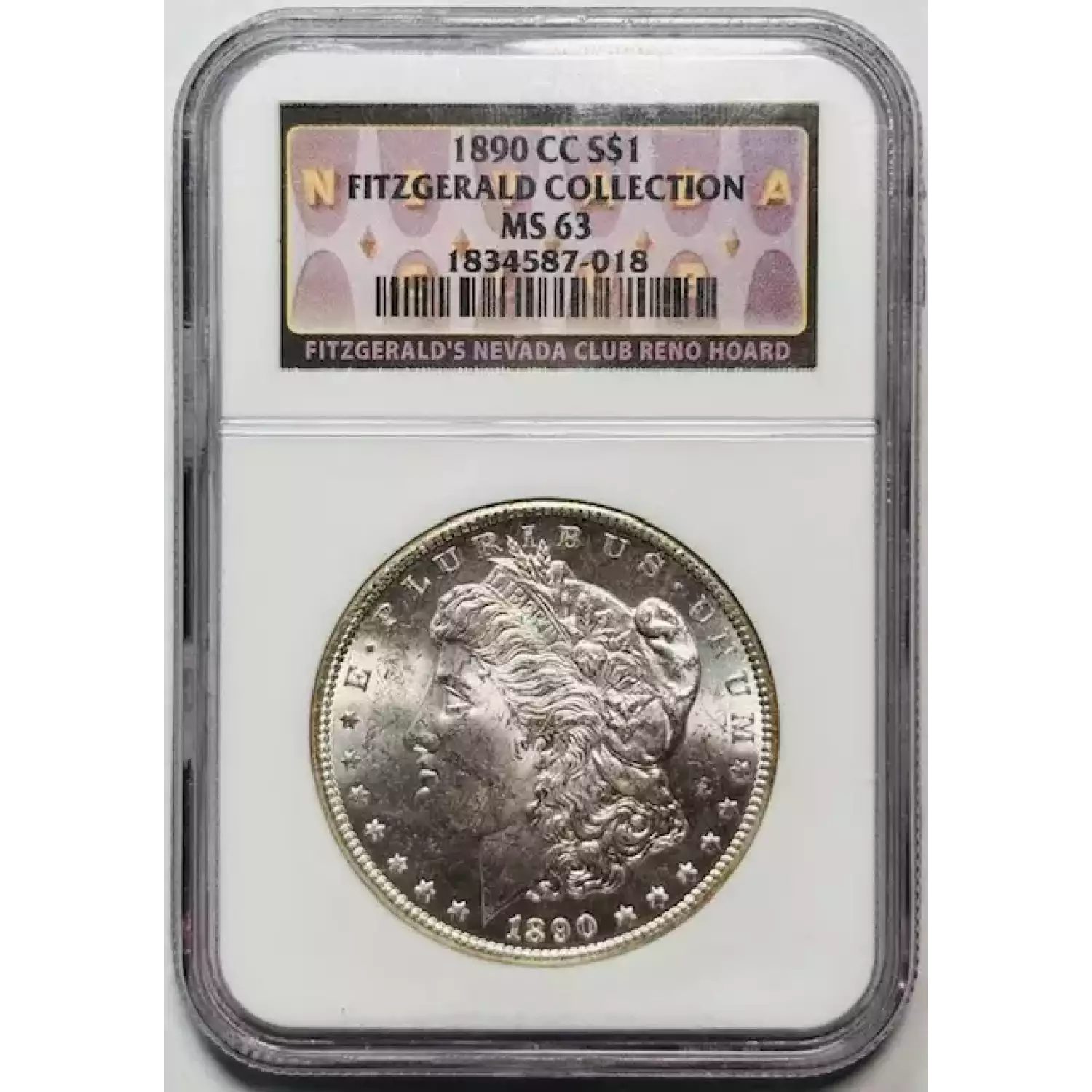 1890-CC Morgan Silver Dollar NGC MS-63 Fitzgerald Collection White ...
