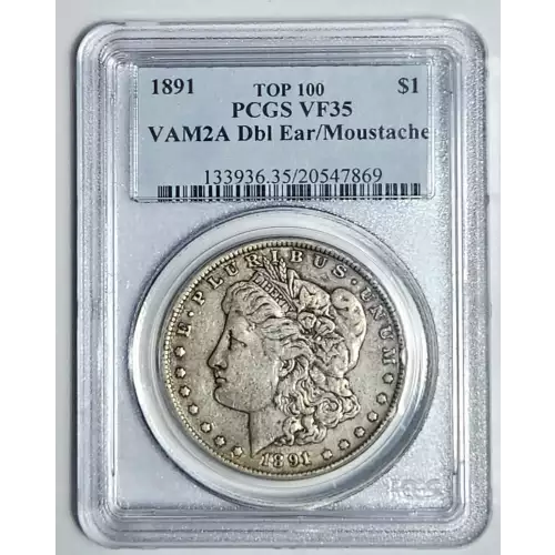 1891 $1 VAM2A Dbl Ear/Moustache