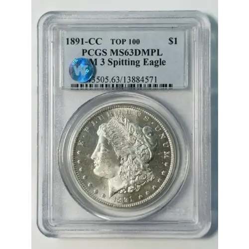 1891-CC $1 VAM 3 Spitting Eagle TOP 100, DMPL