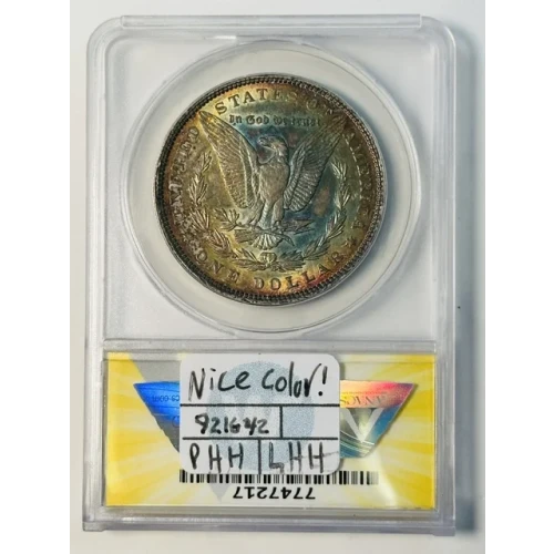 1897 P Morgan Silver Dollar ANACS AU-55 Rainbow Toned! (2)