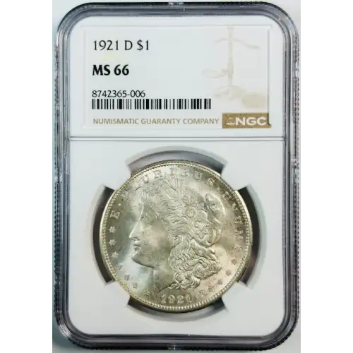 1921-D Morgan Silver Dollar NGC MS-66 Fresh Luster!
