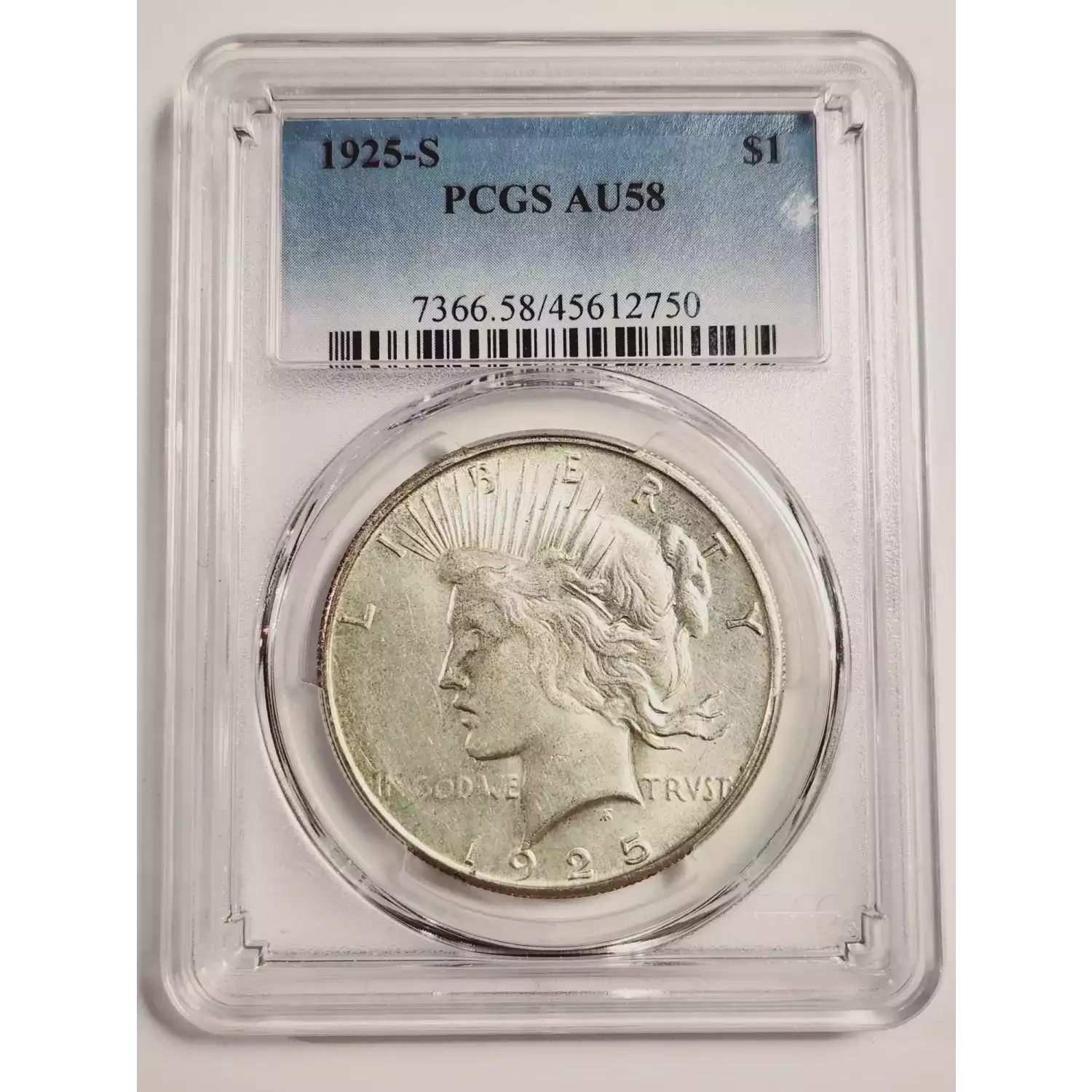 1925-S Peace Dollar PCGS AU-58 - Looks BU! - Bob Paul Rare Coins
