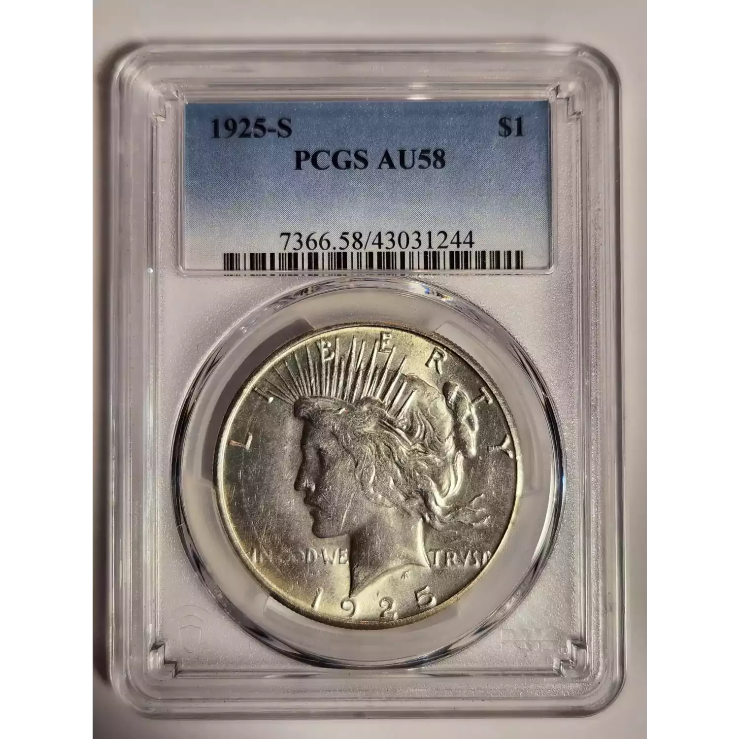 1925-S Peace Dollar PCGS AU-58 - Bob Paul Rare Coins