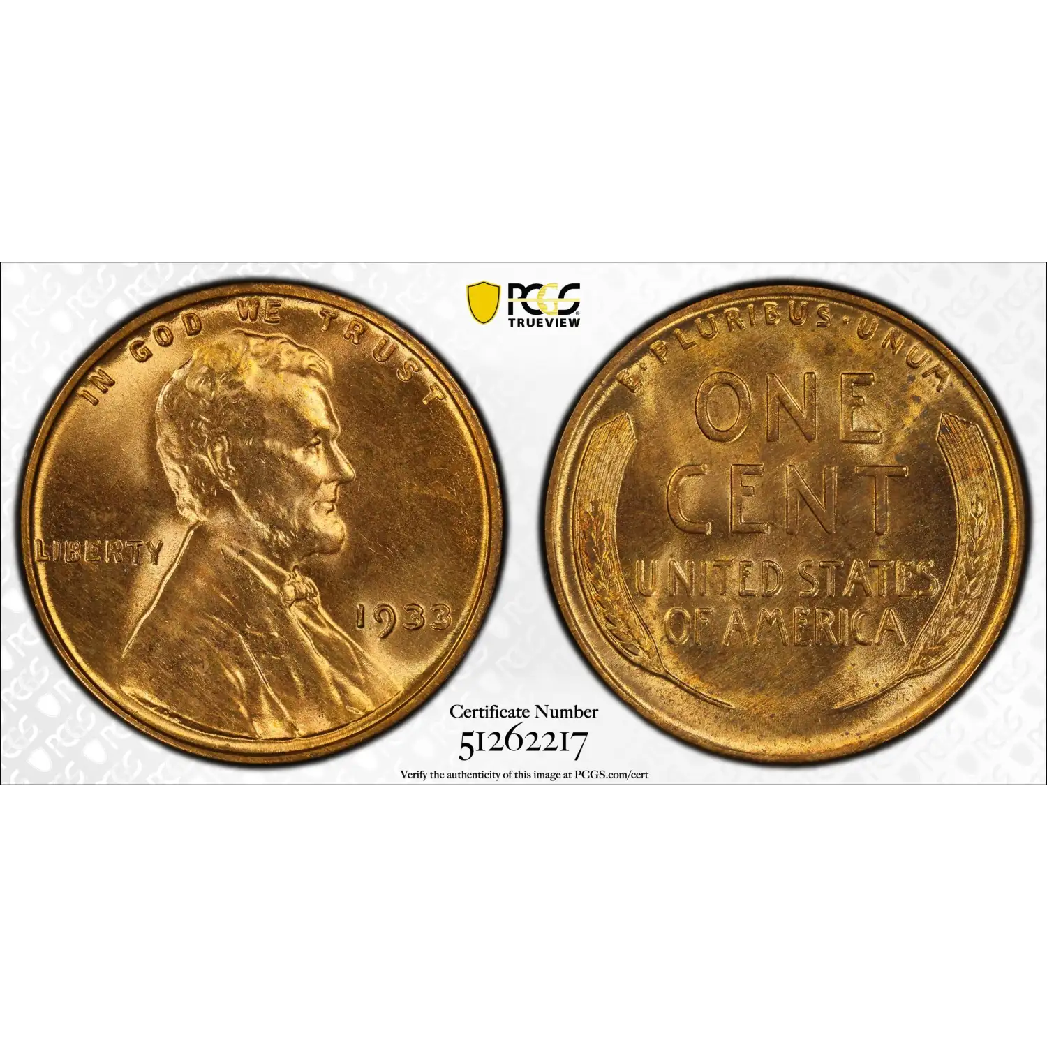 1933 Small Cents Lincoln, Wheat Ears Reverse PCGS MS-64 RD - Bob Paul ...