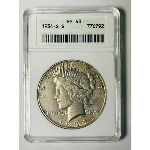 1934 S  Peace Dollar ANACS XF-40