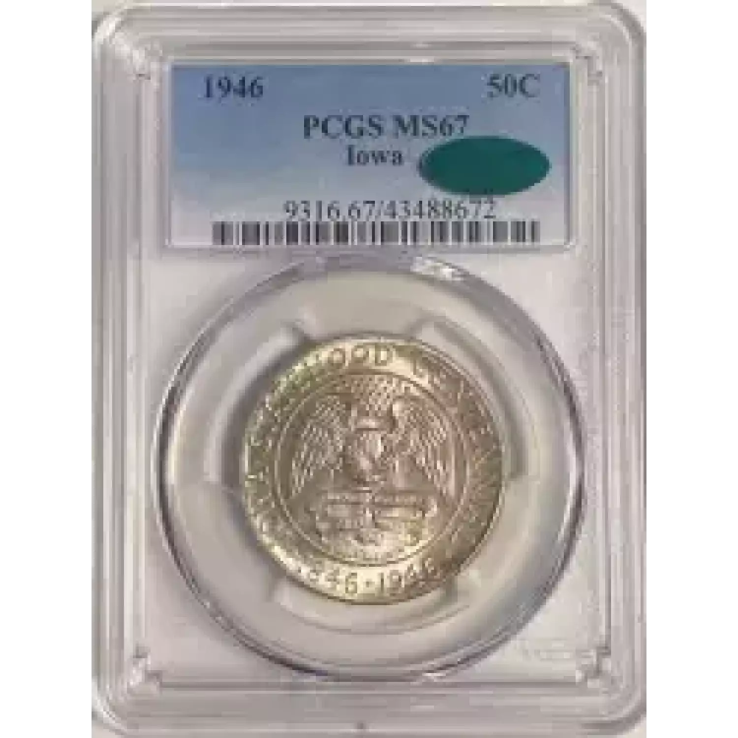 1946 Classic Commemorative Iowa Centennial PCGS MS-67 Iowa CAC - Bob ...