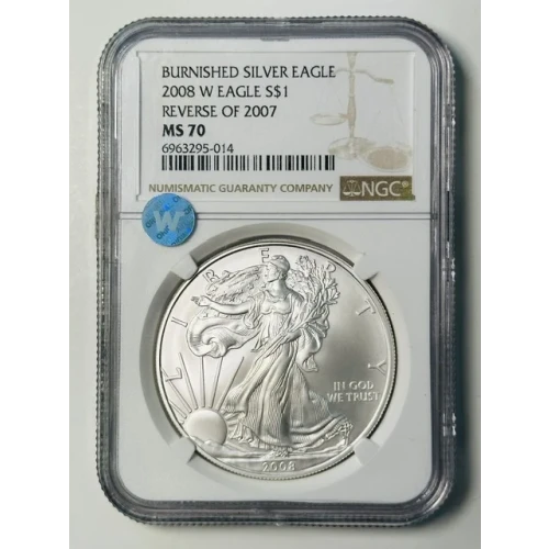 2008 W BURNISHED SILVER EAGLE REVERSE OF 2007 (3)
