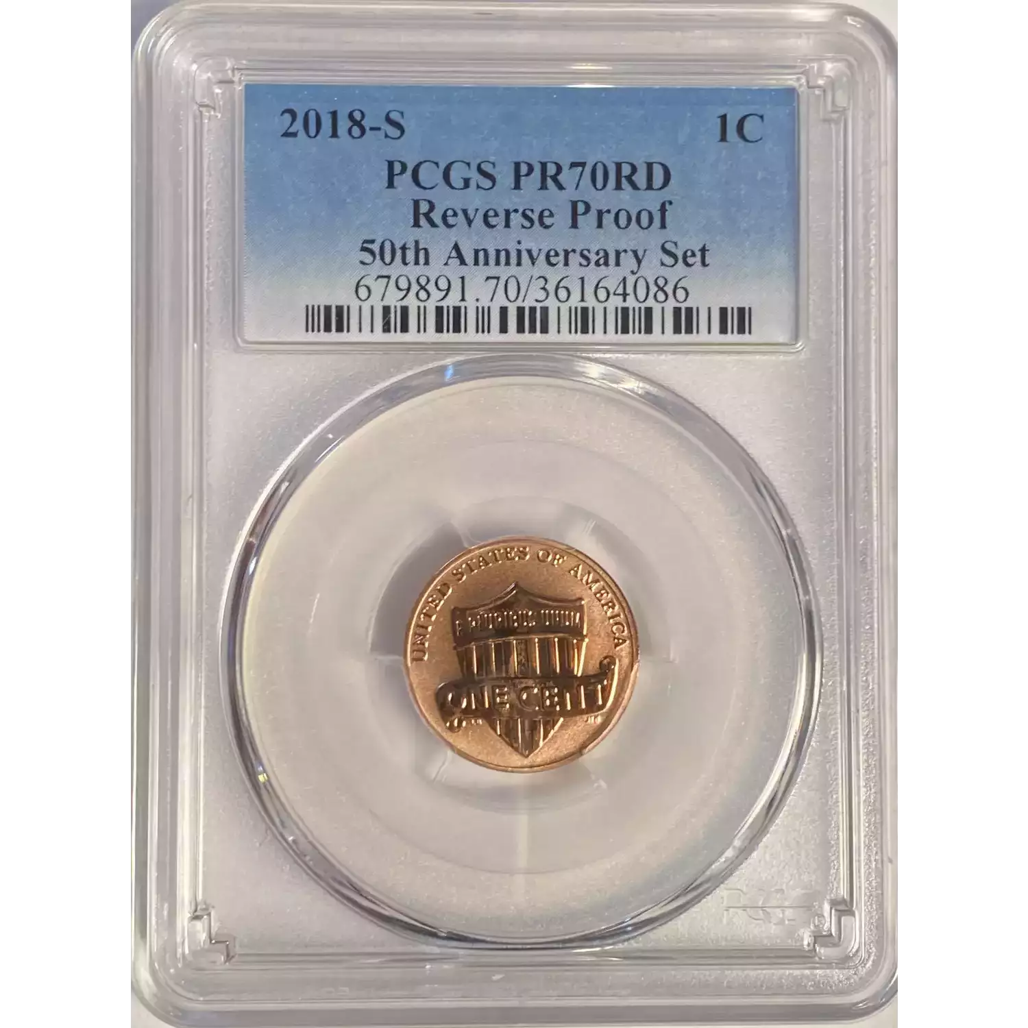 2018-S Small Cents Lincoln, Shield Reverse PCGS PR-70 RD Reverse Proof ...