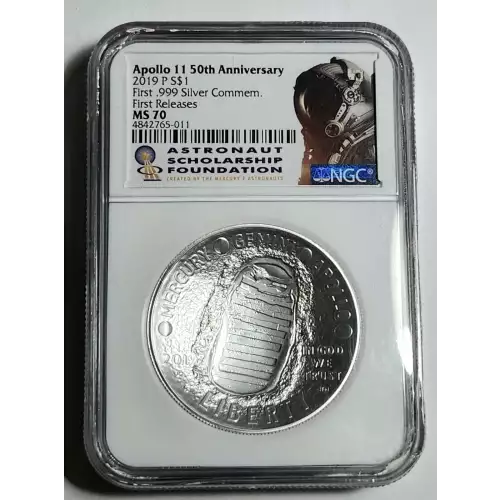 2019 Apollo 11 50th Anniv. First Releases First .999 Silver Commem. 