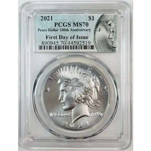 2021 $1 Peace Dollar 100th Anniversary First Day of Issue