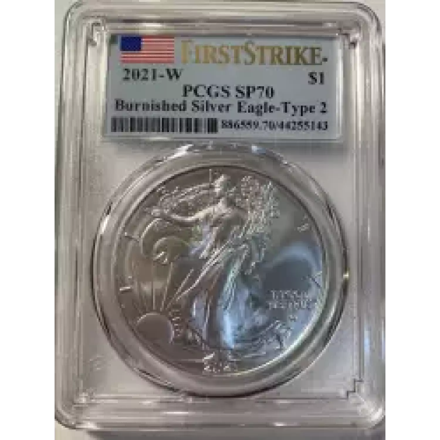 2021-W $1 Burnished Silver Eagle-Type 2 First Strike