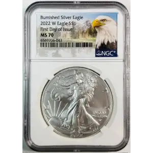 2022 W First Day of Issue Burnished Silver Eagle