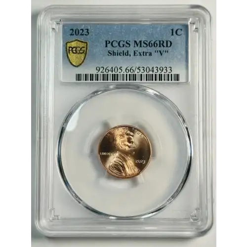 2023 Small Cents Lincoln, Bicentennial PCGS MS-66 RD Shield  Shield, Extra "V"