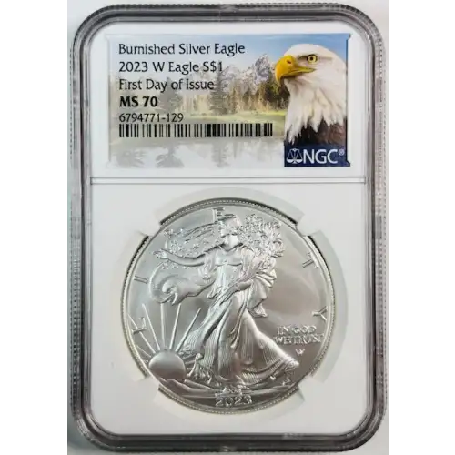 2023 W First Day of Issue Burnished Silver Eagle