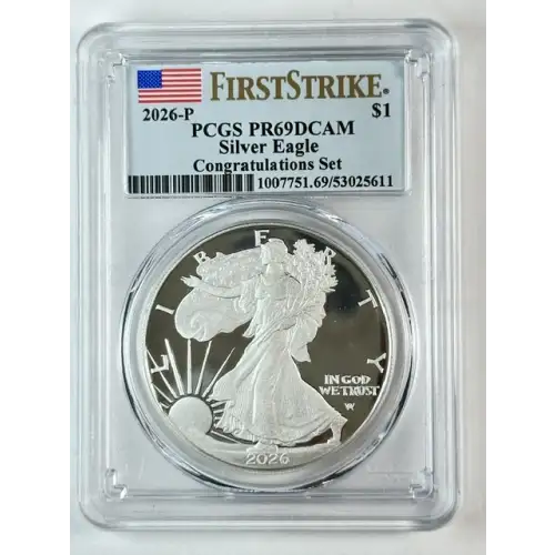 2026-P $1 Silver Eagle Congratulations Set First Strike, DCAM