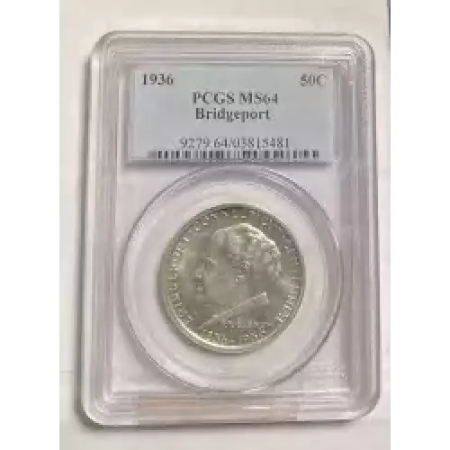 Classic Commemorative Silver--- Bridgeport, Connecticut, Centennial 1936 -Silver- 0.5 Dollar