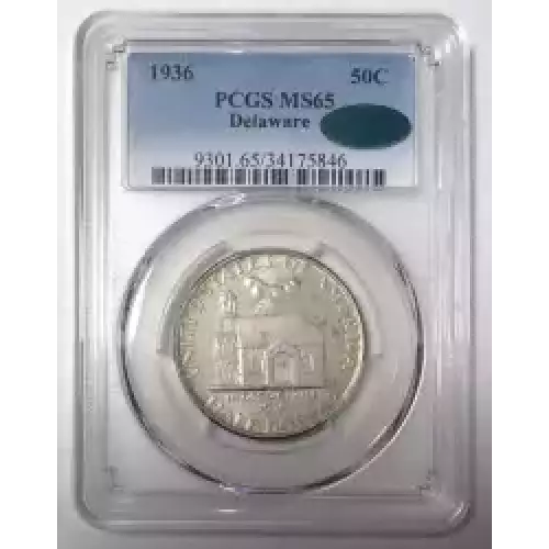 Classic Commemorative Silver--- Delaware Tercentenary 1936 -Silver- 0.5 Dollar (2)