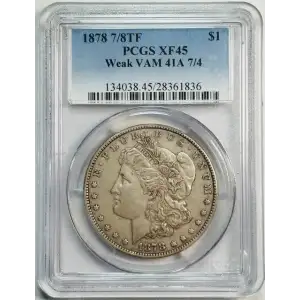 1878 7/8TF $1 VAM 41A, 7/4 Weak