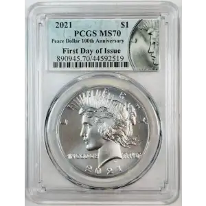 2021 $1 Peace Dollar 100th Anniversary First Day of Issue