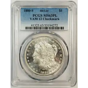 1880-S $1 VAM 12, Checkmark Hit List, PL