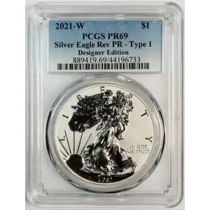 2021-W $1 Silver Eagle Rev PR - Type 1 Designer Edition