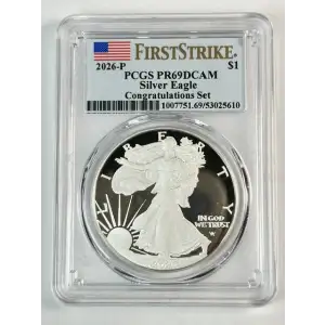 2026-P $1 Silver Eagle Congratulations Set First Strike, DCAM