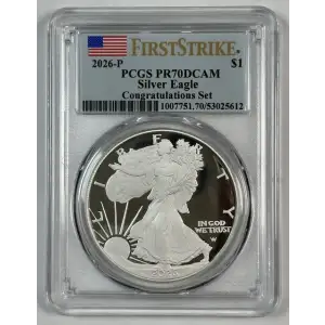 2026-P $1 Silver Eagle Congratulations Set First Strike, DCAM
